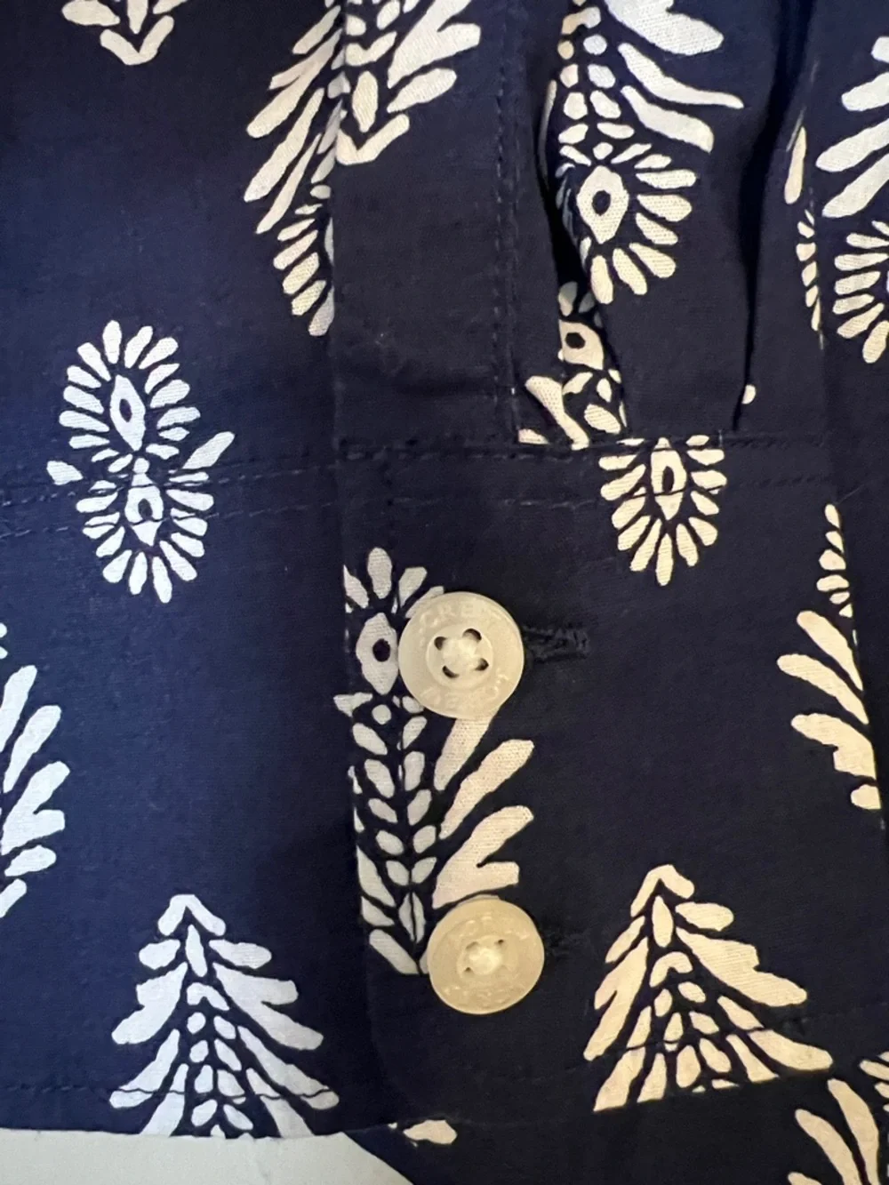 J.Crew Blue White‎ Block Print Button Down Shirt Medium Cotton Blend